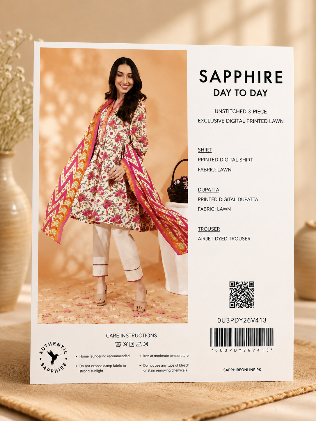 SAPPHIRE | UNSTITCHED 3-PIECE | PRINTED LAWN SUIT