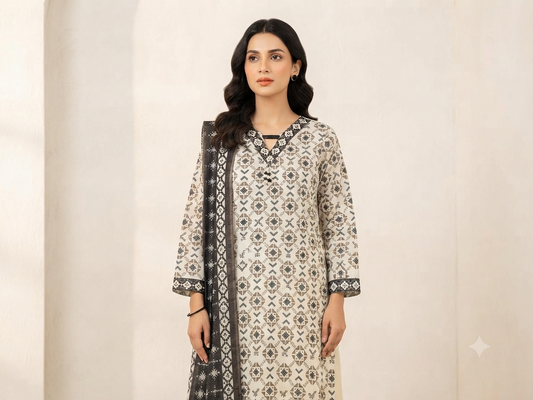 ALKARAM | STITCHED 3-PIECE | PRINTED LAWN SUIT