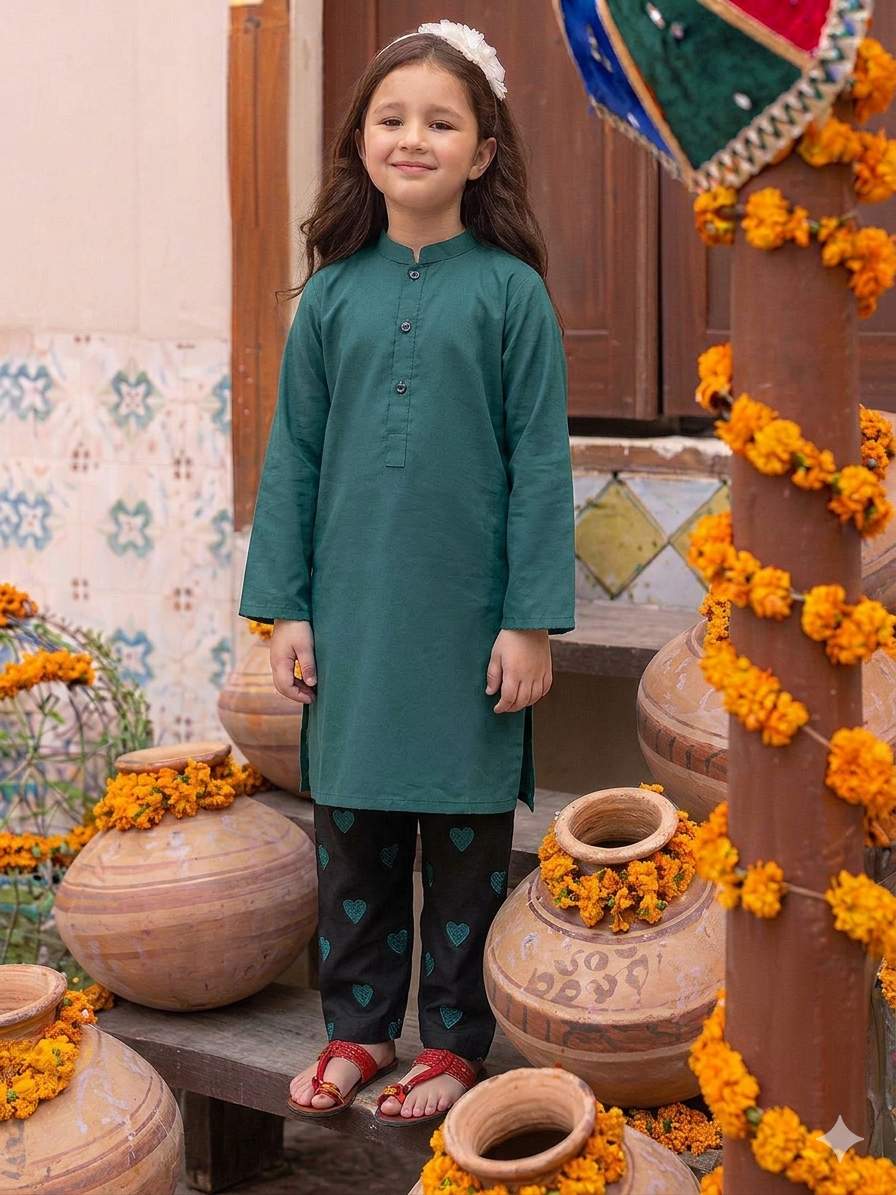 KIDS 2-PIECE | SEMI PLAIN LAWN SUIT | GIRLS SUITS
