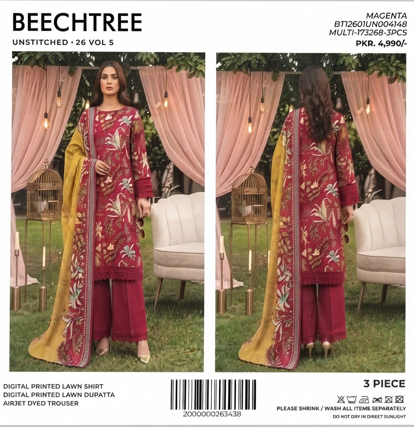 BEECHTREE | UNSTITCHED 3-PIECE | PRINTED LAWN SUIT