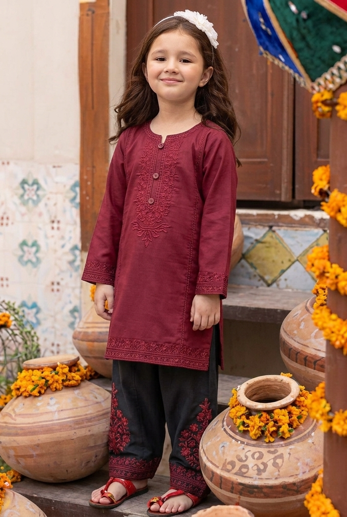KIDS 2-PIECE | EMBROIDERY LAWN SUIT | GIRLS SUITS