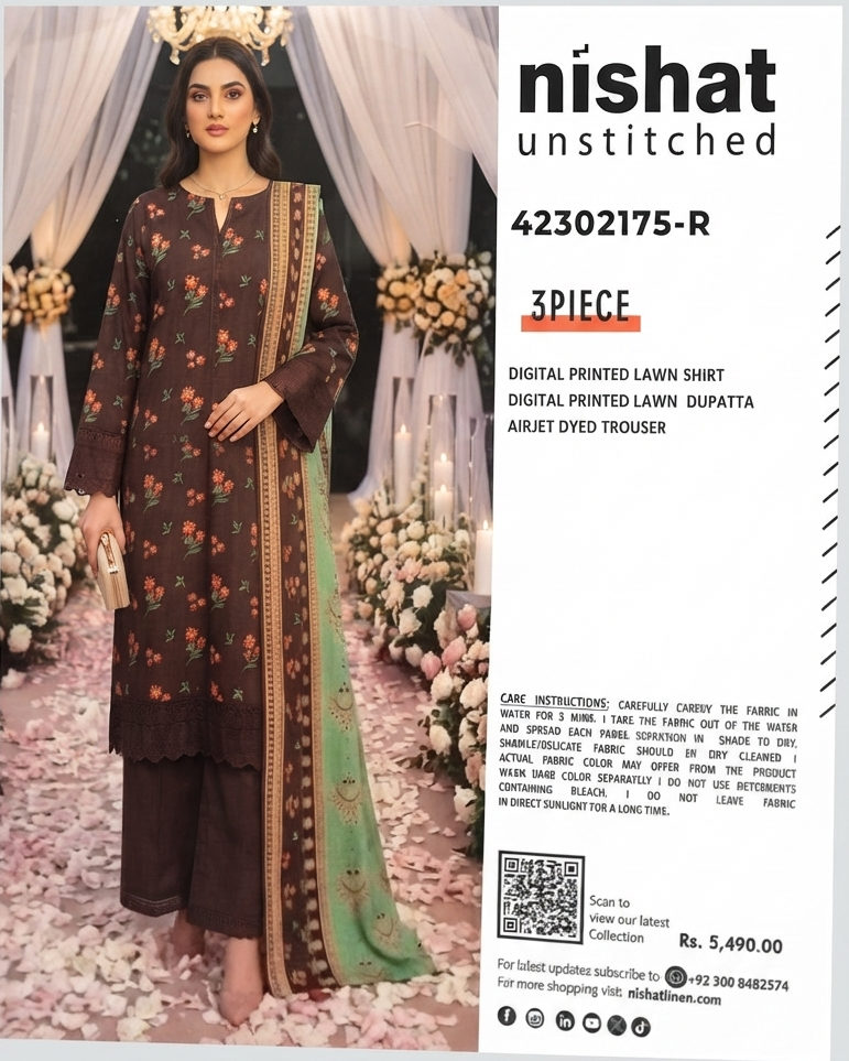 NISHAT | UNSTITCHED 3-PIECE | PRINTED LAWN SUIT