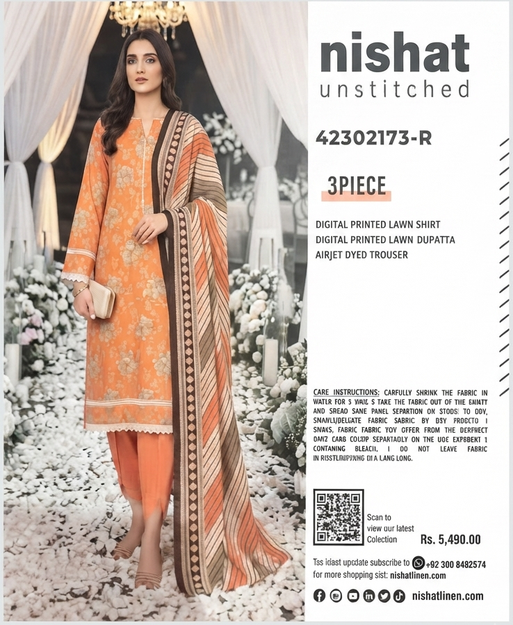 NISHAT | UNSTITCHED 3-PIECE | PRINTED LAWN SUIT
