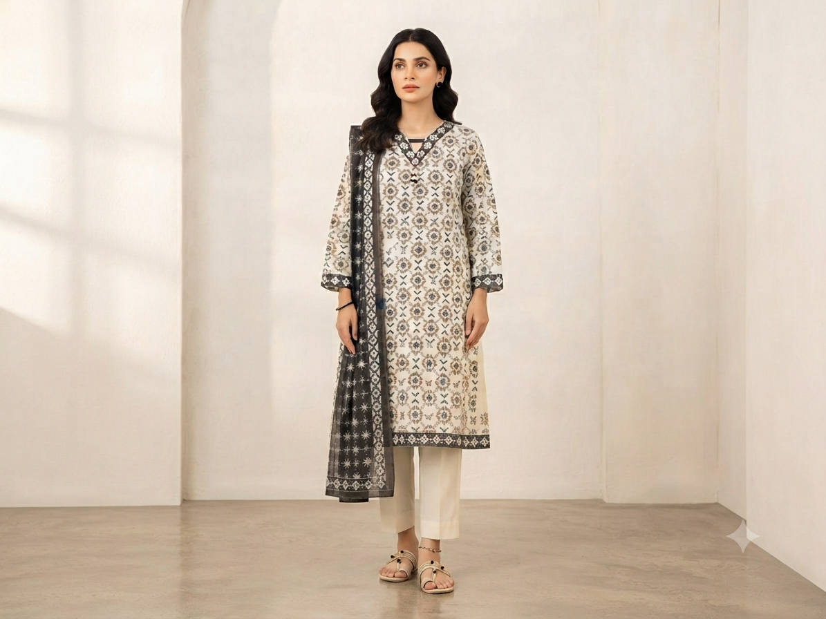 ALKARAM | STITCHED 3-PIECE | PRINTED LAWN SUIT