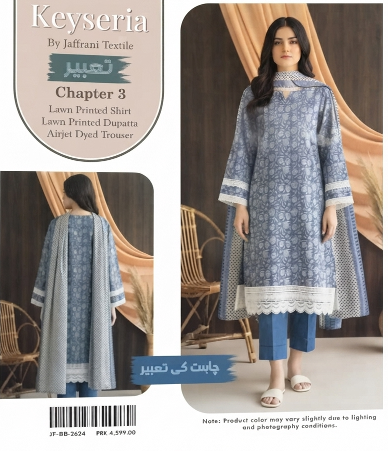KEYSERIA | UNSTITCHED 3-PIECE | PRINTED LAWN SUIT