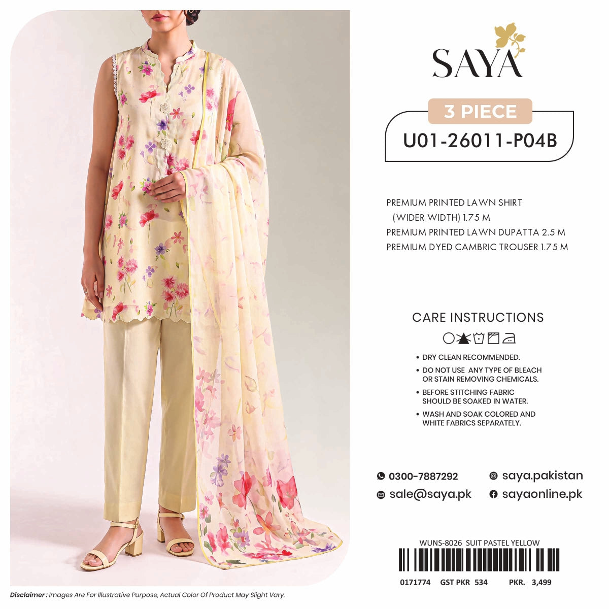 SAYA Unstitched 3-Piece - U01-26011-P04B