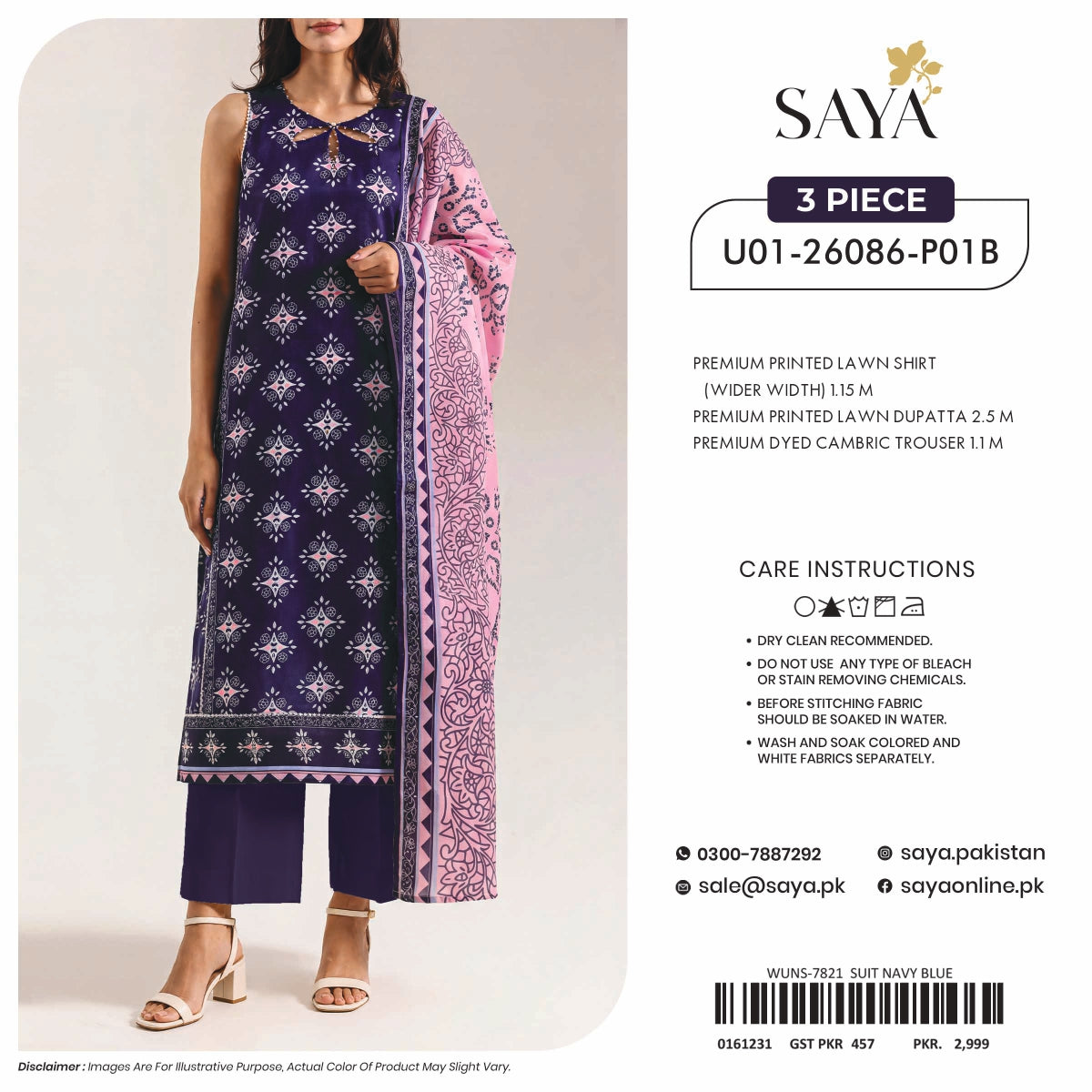 SAYA Unstitched 3-Piece - U01-26086-P01B