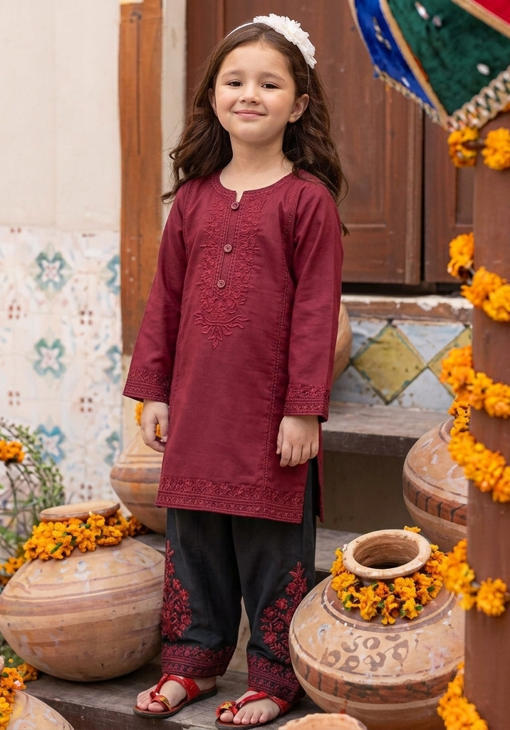 KIDS 2-PIECE | EMBROIDERY LAWN SUIT | GIRLS SUITS