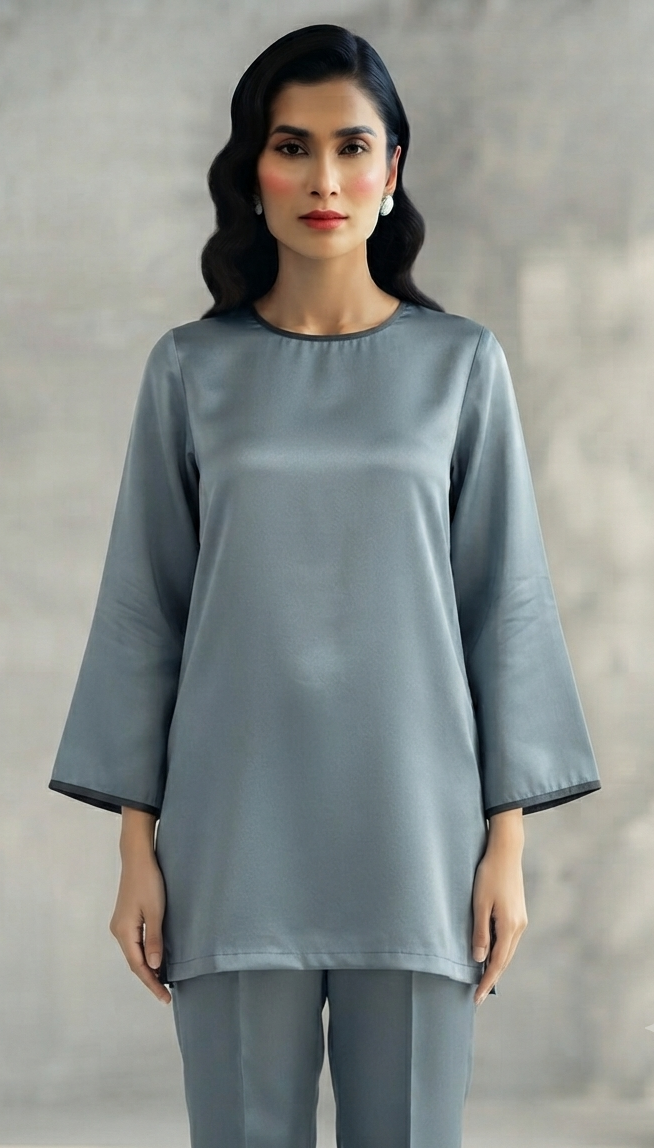 SANA SAFINAZ - STITCHED METALIC SOLID SHIRT