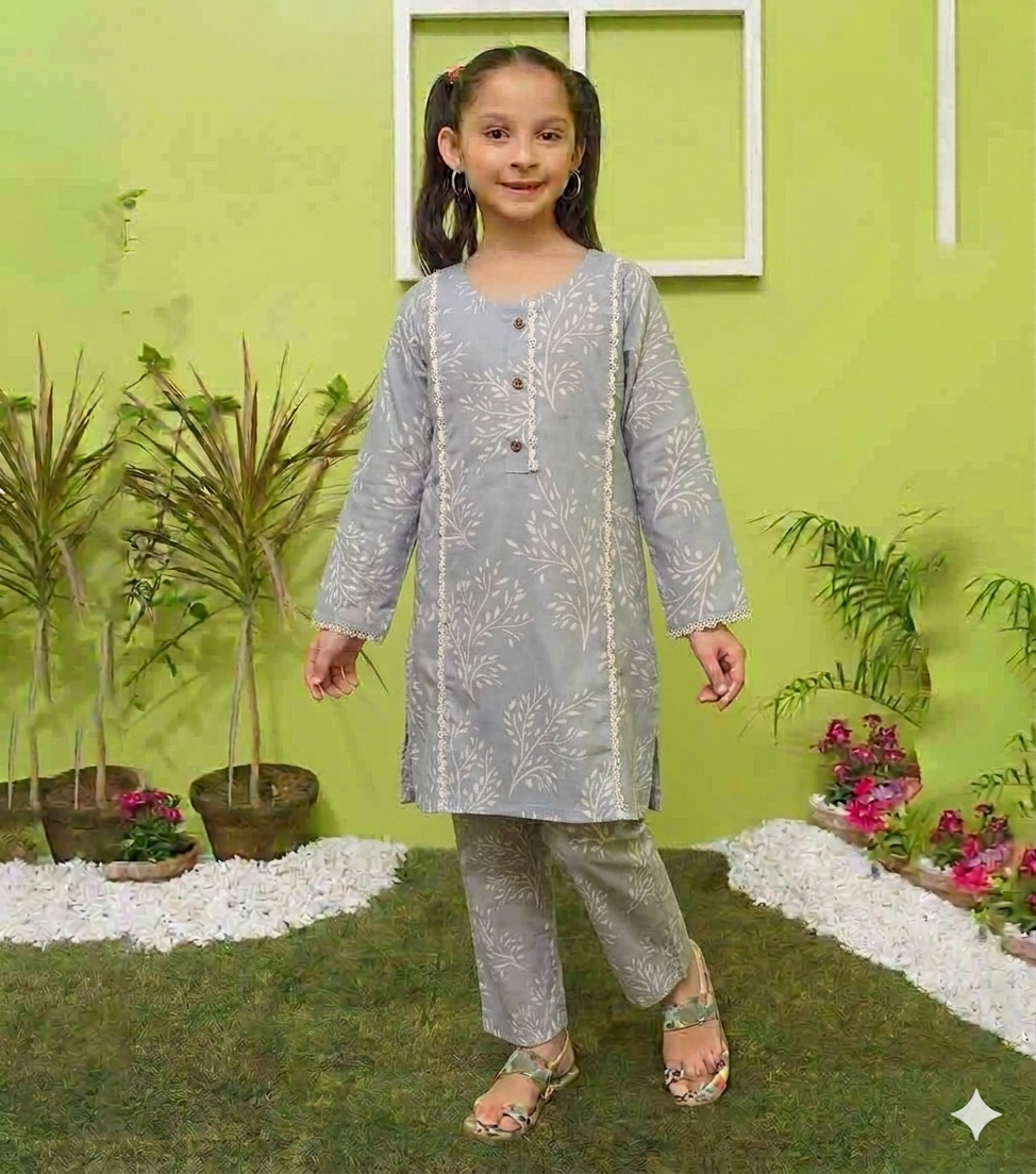 KIDS 2-PIECE | PRINTED LAWN SUIT | GIRLS SUITS