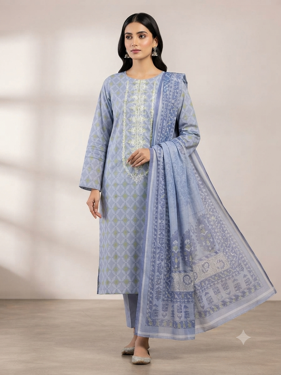 ZELLBURY | UNSTITCHED 2-PIECE | EMBROIDERY SHIRT DUPATTA LAWN SUIT