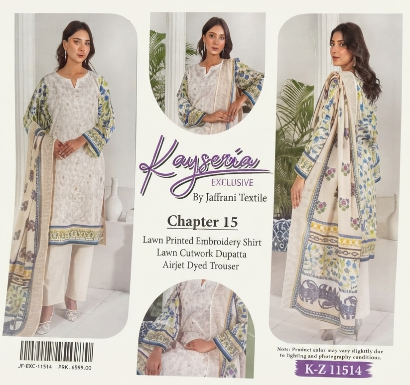 KEYSERIA EXCLUSIVE | UNSTITCHED 3-PIECE | LUXERY EMBRIODERY LAWN SUIT