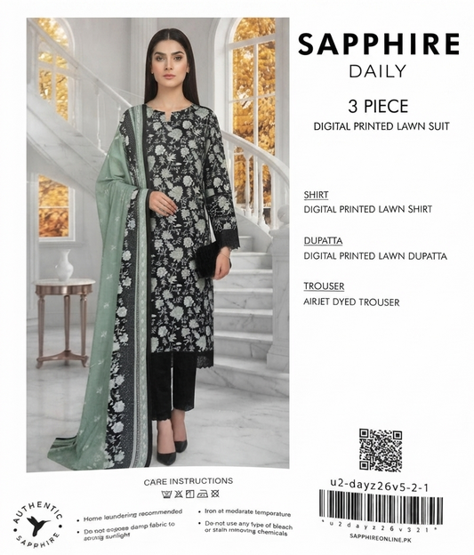 SAPPHIRE | UNSTITCHED 3-PIECE | PRINTED LAWN SUIT