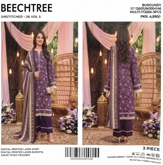 BEECHTREE | UNSTITCHED 3-PIECE | PRINTED LAWN SUIT