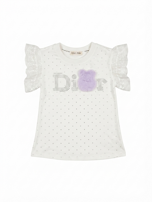 GIRLS CHINA STUFF T-SHIRT H/S CHARACTER- PINK - WHITE