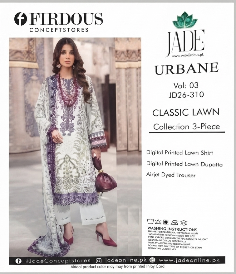 JADE BY FIRDOUS | UNSTITCHED 3-PIECE | PRINTED LAWN SUIT