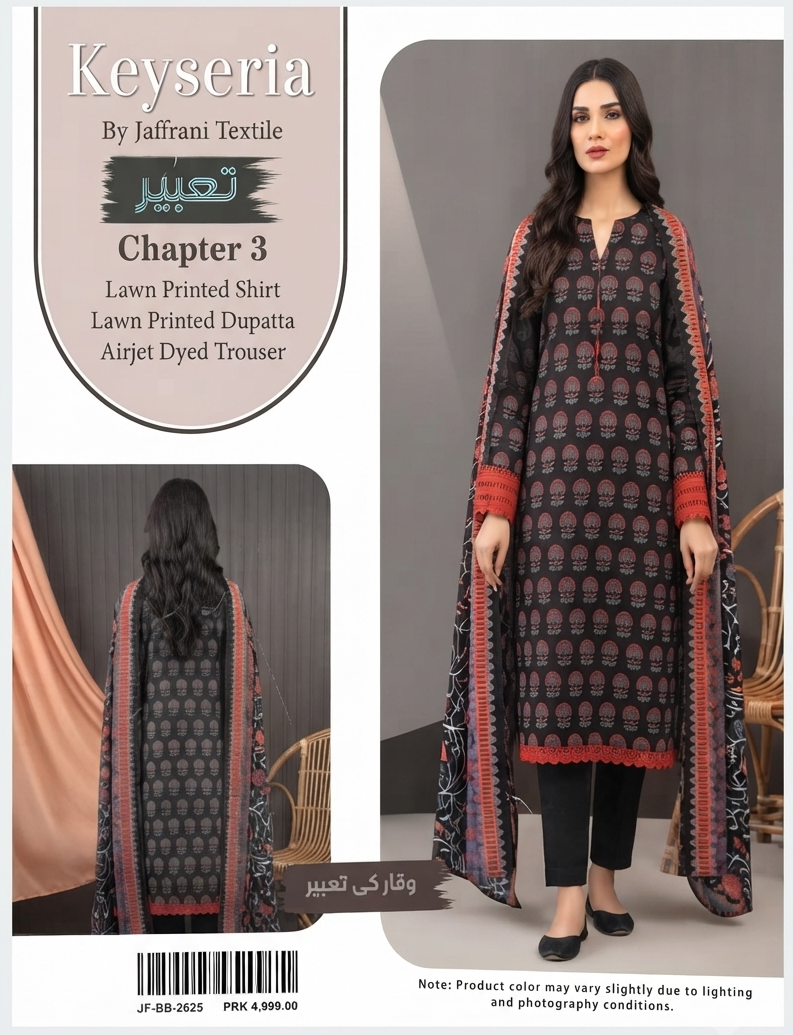 KEYSERIA | UNSTITCHED 3-PIECE | PRINTED LAWN SUIT