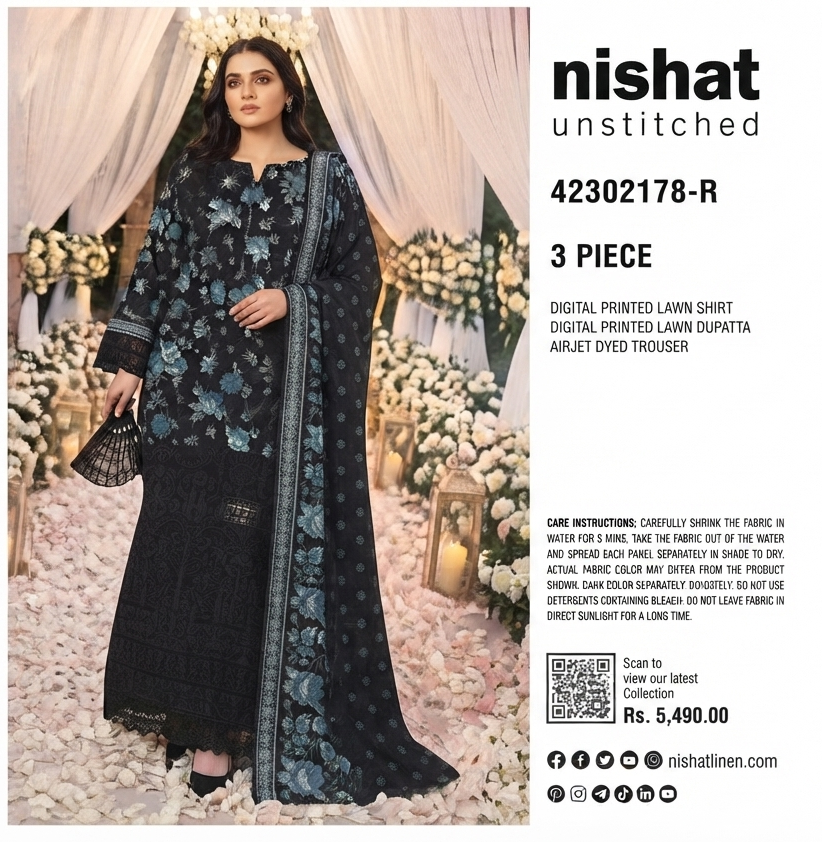 NISHAT | UNSTITCHED 3-PIECE | PRINTED LAWN SUIT