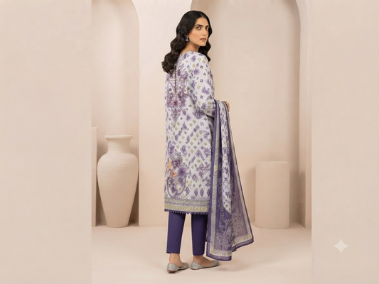 ZELLBURY | UNSTITCHED 2-PIECE | EMBROIDERY SHIRT TROUSER LAWN SUIT