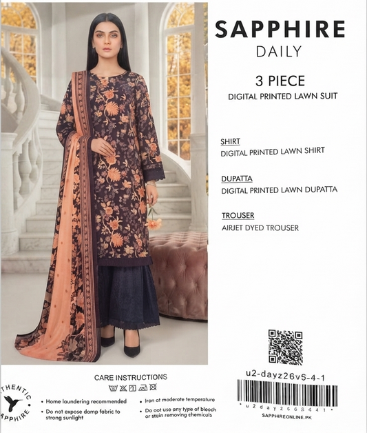 SAPPHIRE | UNSTITCHED 3-PIECE | PRINTED LAWN SUIT