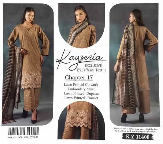 KEYSERIA EXCLUSIVE | UNSTITCHED 3-PIECE | LUXERY EMBRIODERY LAWN SUIT