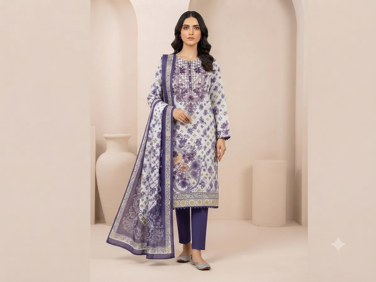 ZELLBURY | UNSTITCHED 2-PIECE | EMBROIDERY SHIRT TROUSER LAWN SUIT