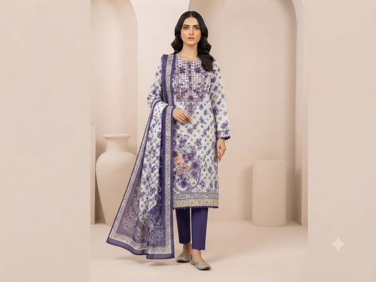 ZELLBURY | UNSTITCHED 2-PIECE | EMBROIDERY SHIRT TROUSER LAWN SUIT