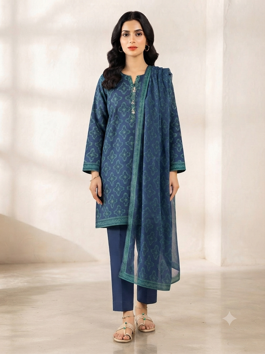 ALKARAM | STITCHED 3-PIECE | PRINTED LAWN SUIT