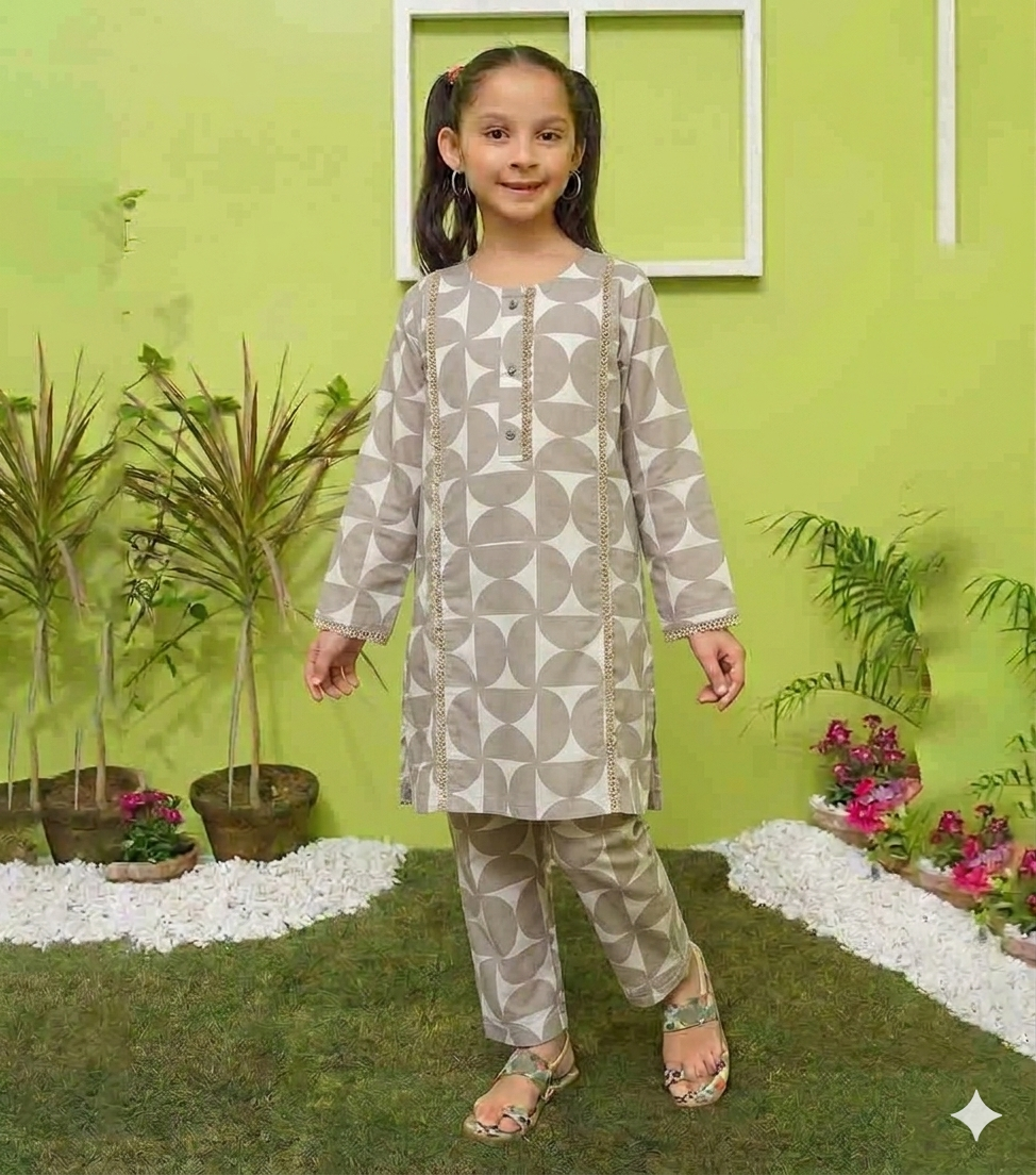 KIDS 2-PIECE | PRINTED LAWN SUIT | GIRLS SUITS