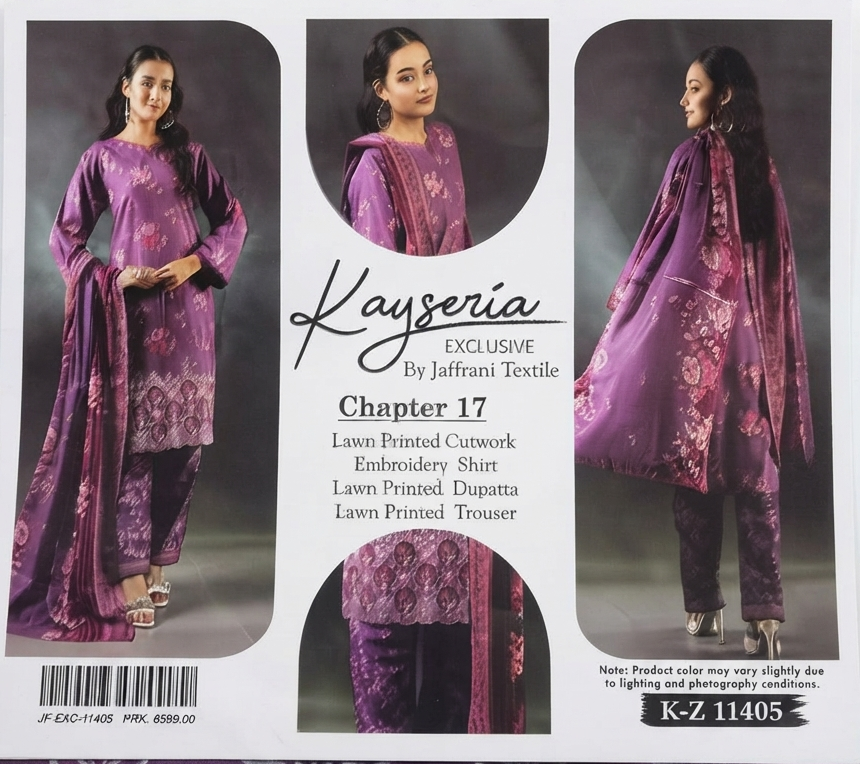 KEYSERIA EXCLUSIVE | UNSTITCHED 3-PIECE | LUXERY EMBRIODERY LAWN SUIT