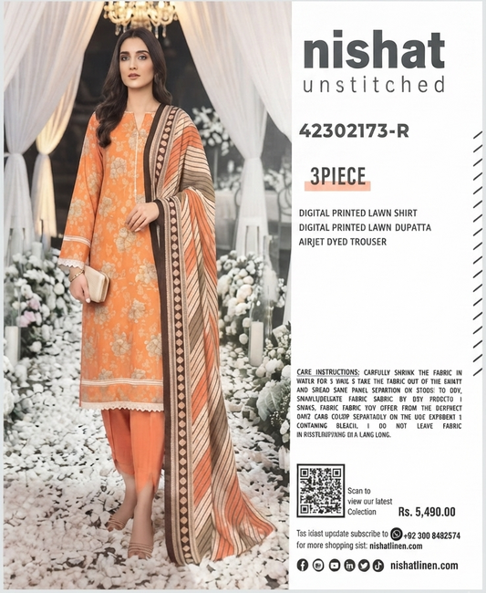 NISHAT | UNSTITCHED 3-PIECE | PRINTED LAWN SUIT
