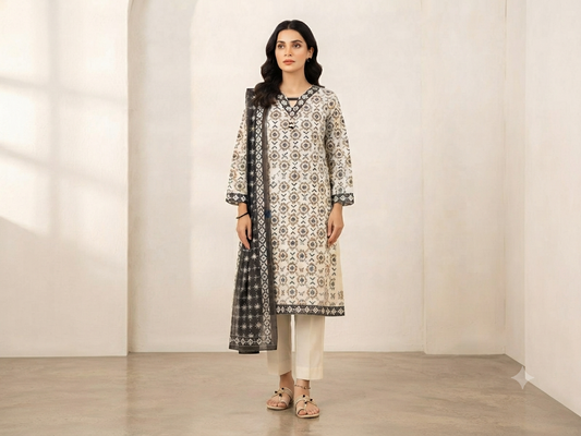 ALKARAM | STITCHED 3-PIECE | PRINTED LAWN SUIT
