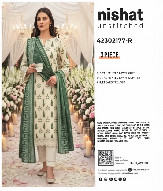 NISHAT | UNSTITCHED 3-PIECE | PRINTED LAWN SUIT