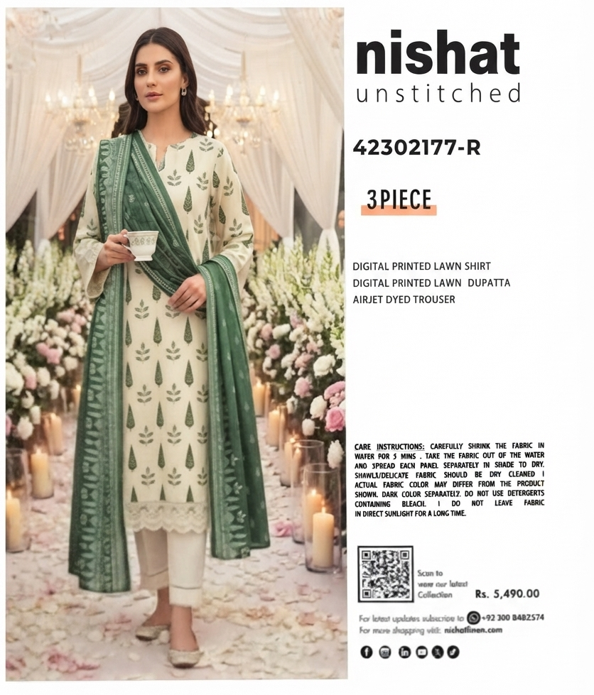 NISHAT | UNSTITCHED 3-PIECE | PRINTED LAWN SUIT