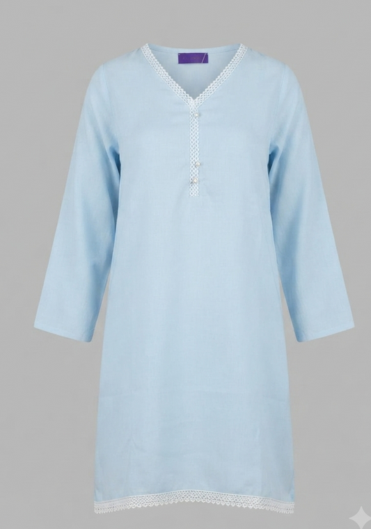 SANA SAFINAZ - STITCHED SKY BLUE PRINTED SHIRT