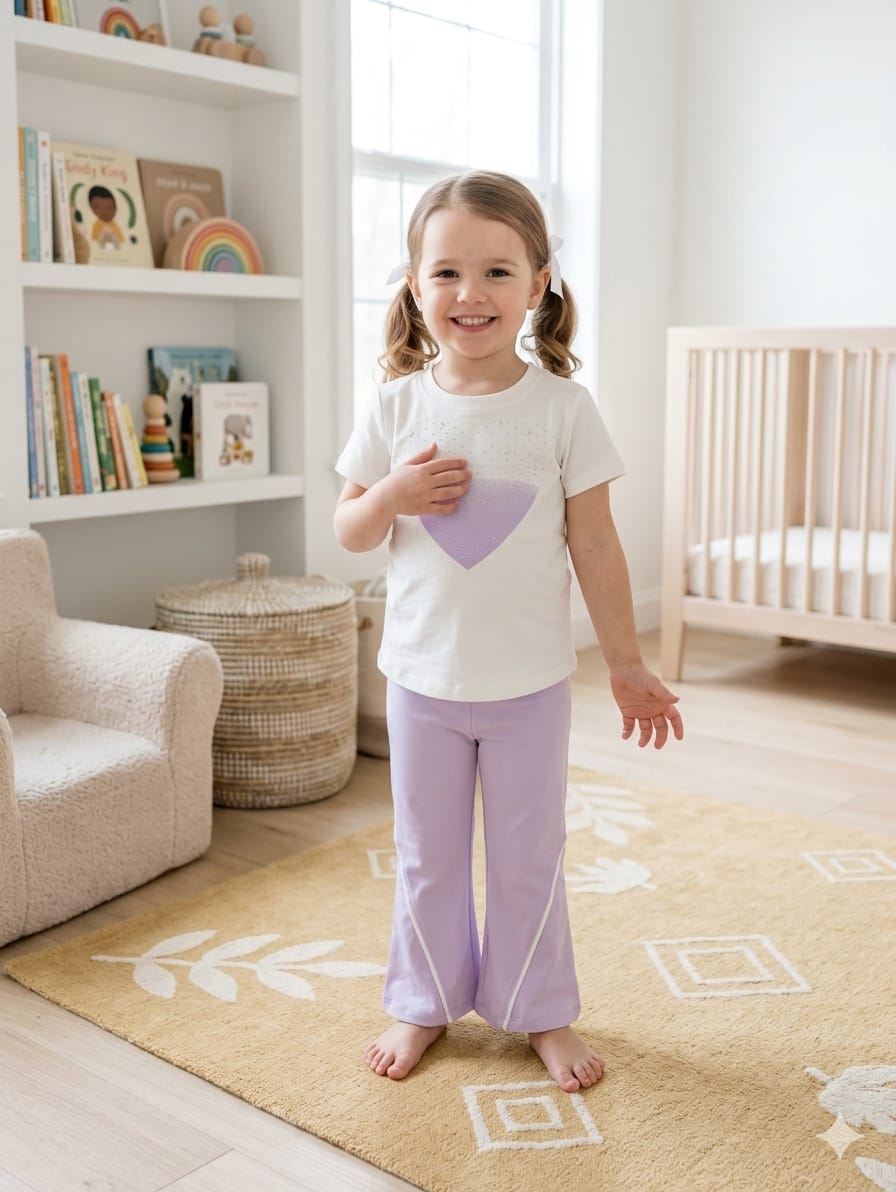 GIRLS CHINA STUFF 2PC SUIT (HEART) - PURPLE WHITE