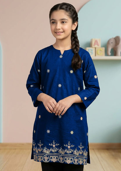 GIRLS COTTON STUFF T-SHIRT / KURTI - H/S CHARACTER- SEMI EMBRIODERY