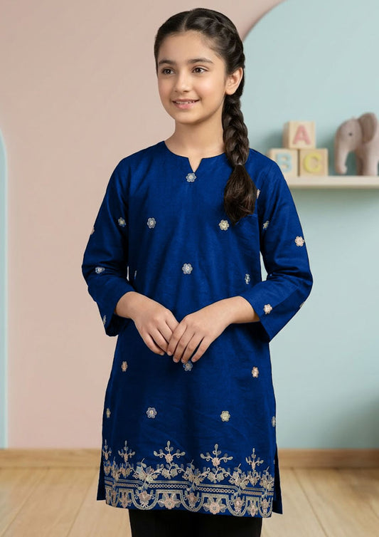 GIRLS COTTON STUFF T-SHIRT / KURTI - H/S CHARACTER- SEMI EMBRIODERY