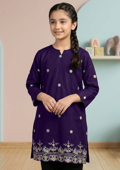 GIRLS COTTON STUFF T-SHIRT / KURTI - H/S CHARACTER- SEMI EMBRIODERY