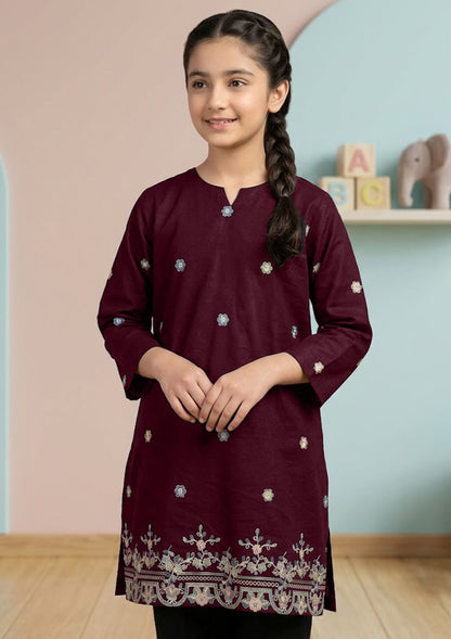 GIRLS COTTON STUFF T-SHIRT / KURTI - H/S CHARACTER- SEMI EMBRIODERY