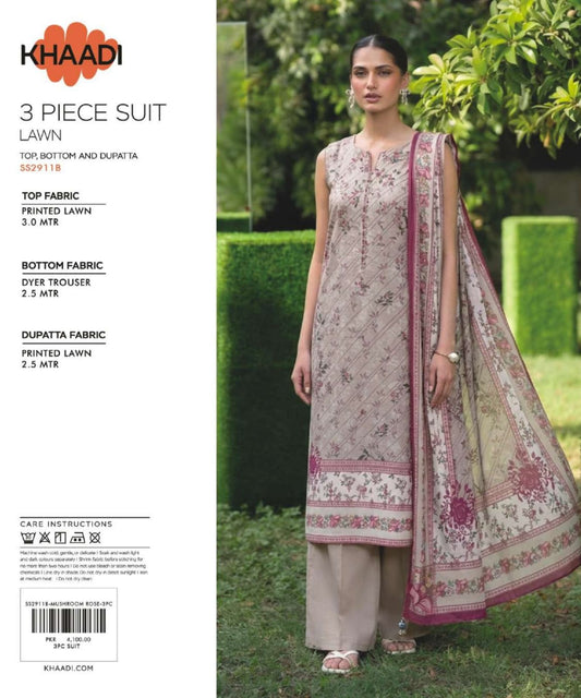 KHAADI | UNSTITCHED 3-PIECE | PRINTED LAWN SUIT | SS2911B