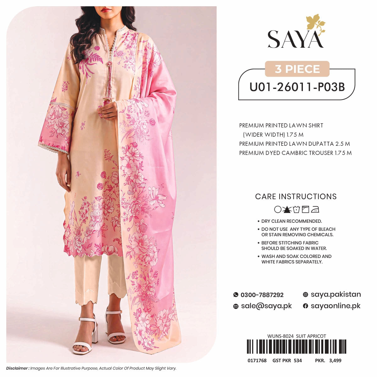 SAYA Unstitched 3-Piece - U01-26011-P03B