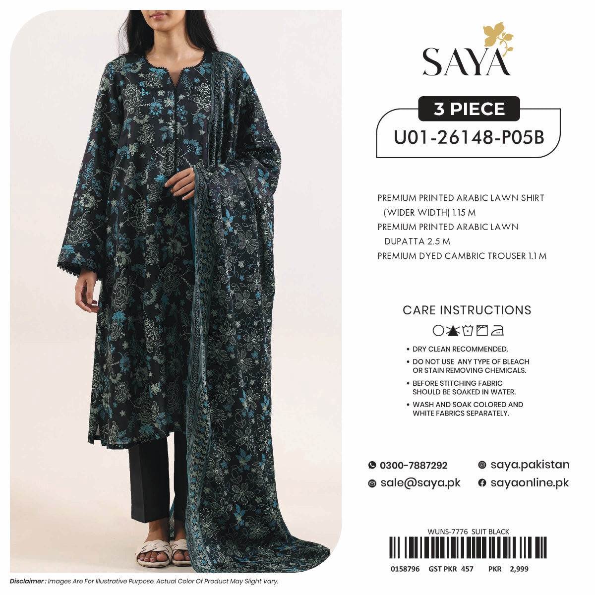 SAYA Unstitched 3-Piece - U01-26148-P05B