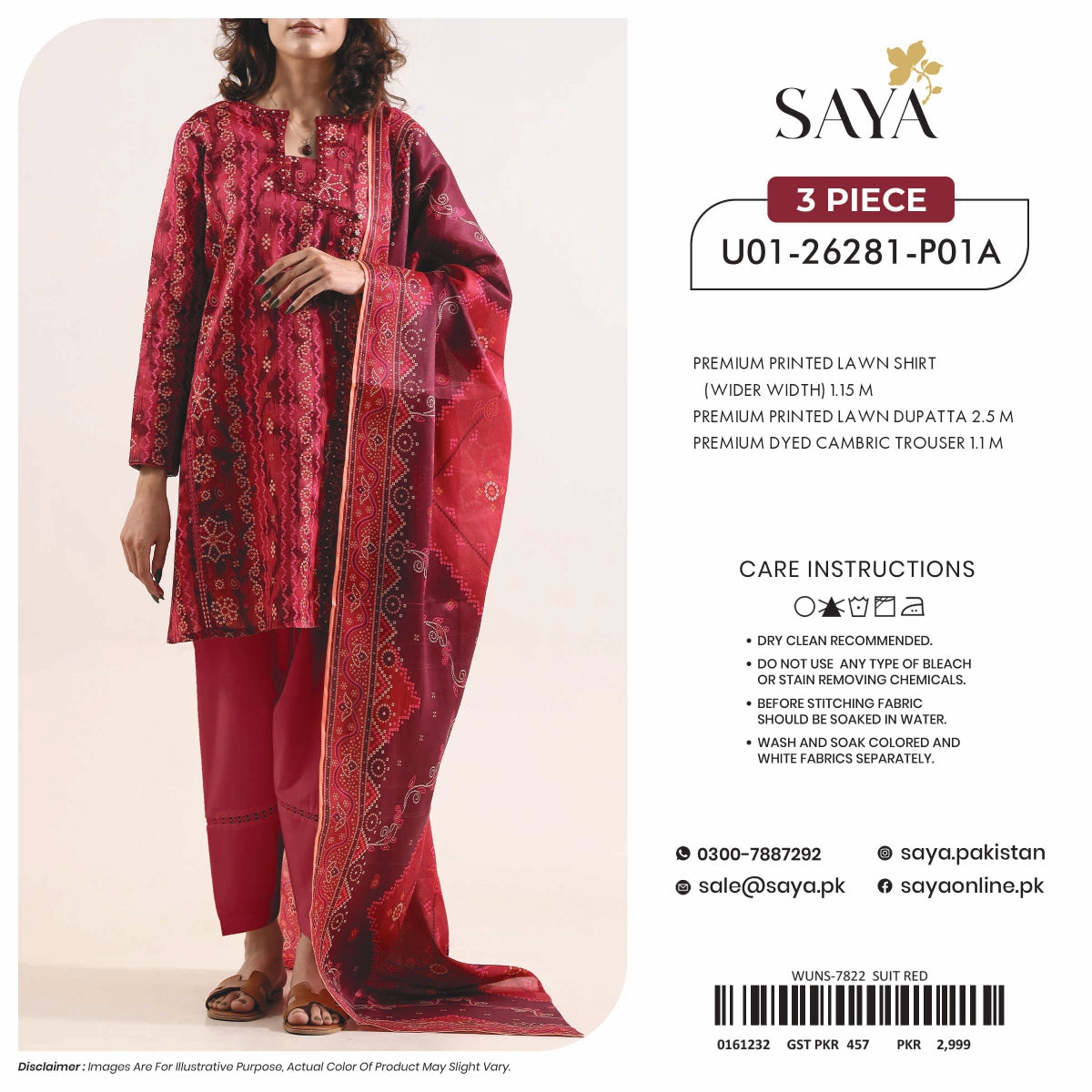 SAYA Unstitched 3-Piece - U01-26281-P01A