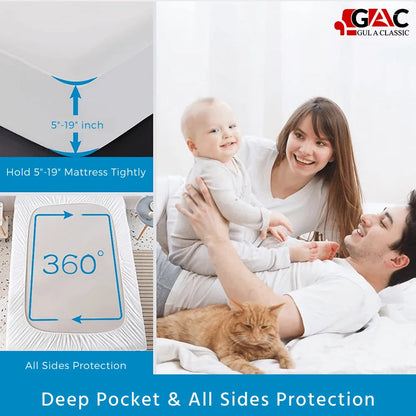 FITTED WATERPROOF MATTRESS PROTECTOR - WHITE